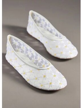 NWT retail $150. #Maeve White Floral Lace Ballet Flats - Women size 10